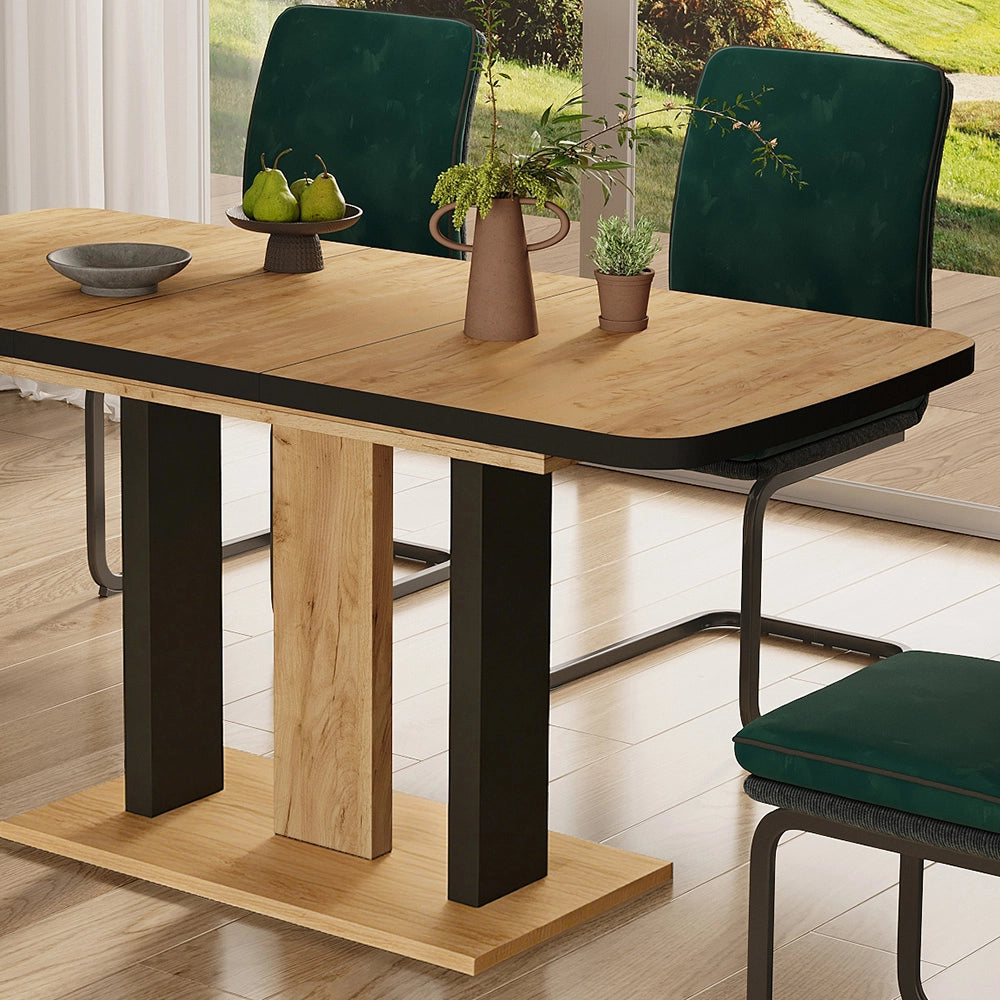 Vicco Tavolo da pranzo Estensibile Rovere nero/oro 120/160 x 80 cm 2 parti