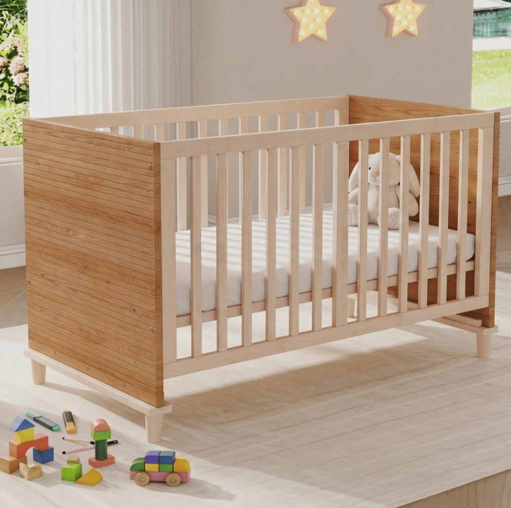 Lettino per bambini in legno con rete regolabile a 5 altezze