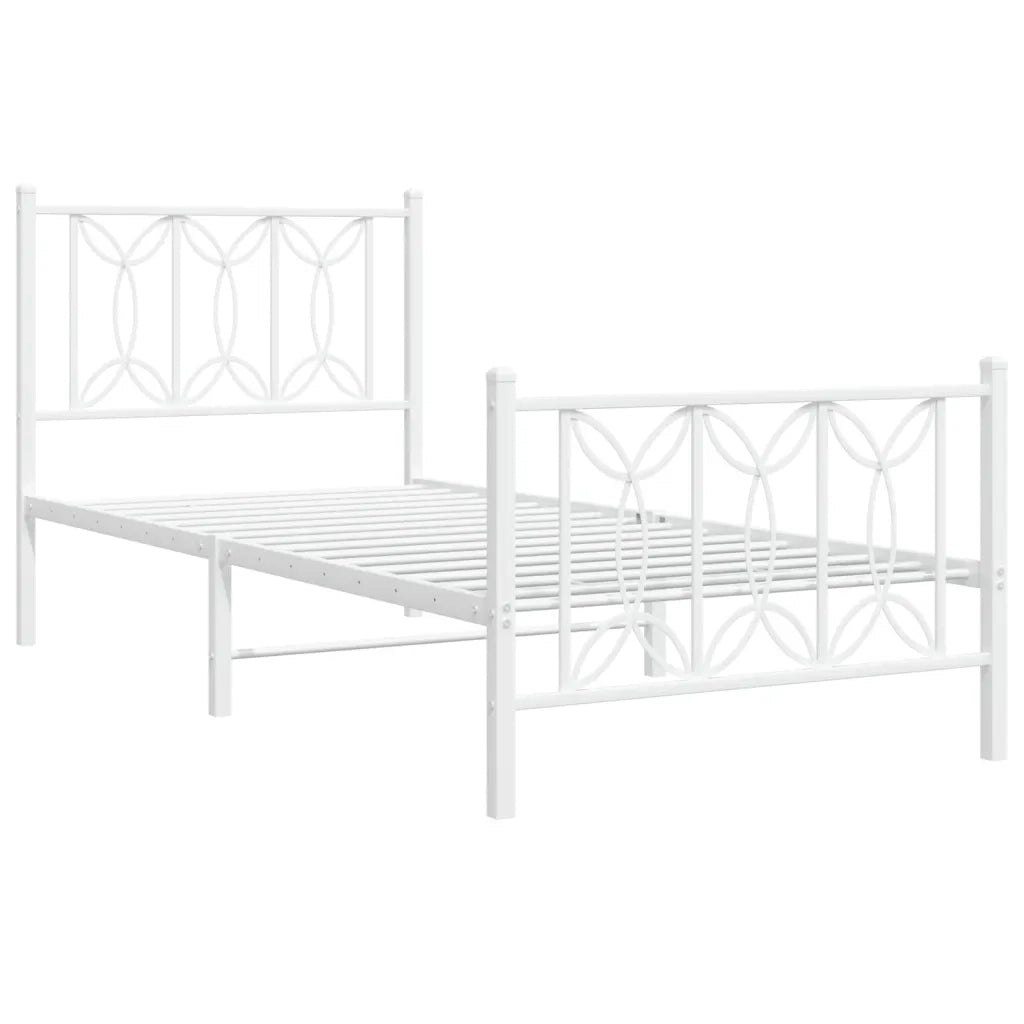 Giroletto con Testiera e Pediera Metallo Bianco 75x190 cm 376185