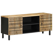 Mobile TV industriale con contenitore 105 x 33 x 46 cm legno massello di mango nero 02_0057832