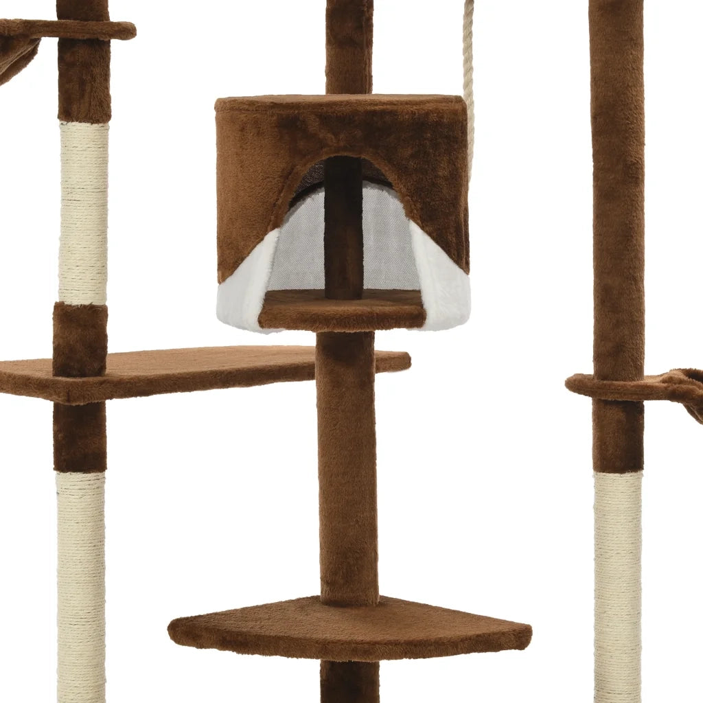 Albero per Gatti e Tiragraffi in Sisal 203 cm Marrone e Bianco CFW5029626