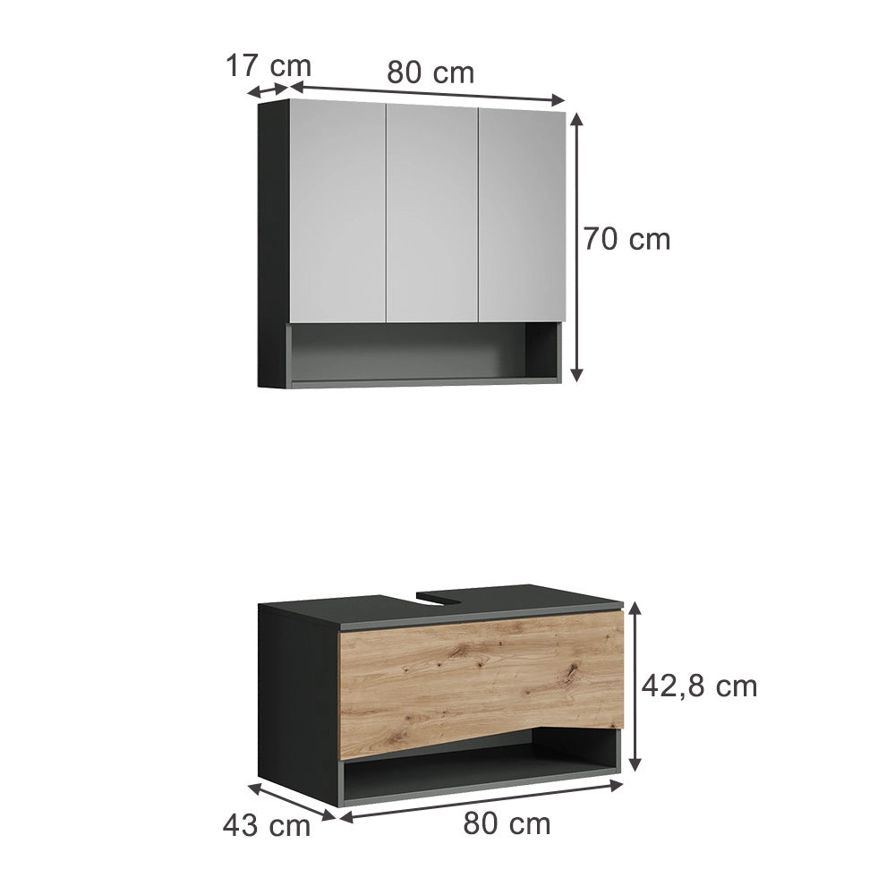 Vicco Set di mobili da bagno Artigiano 2 parti