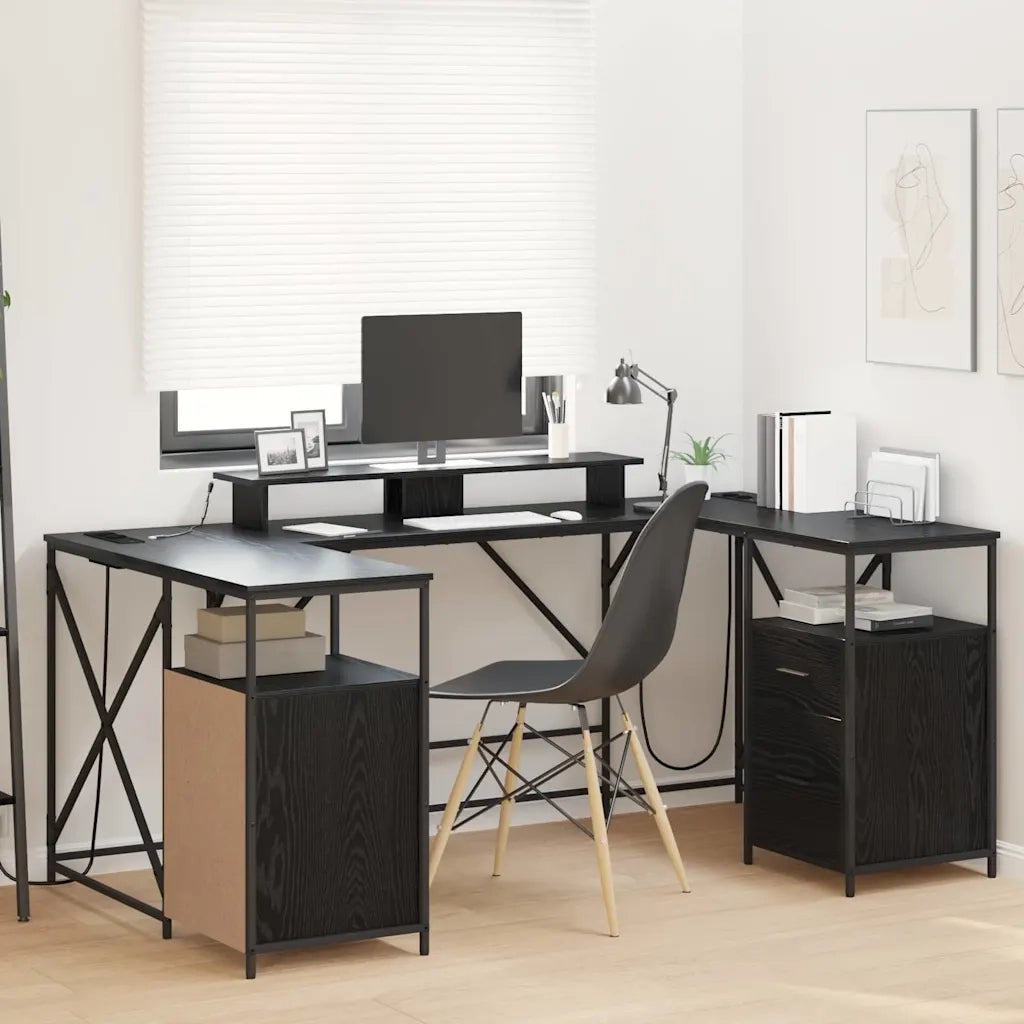 Scrivania | Tavolo da Ufficio Rovere Nero 182 x 101 x 87,5 cm Legno multistrato