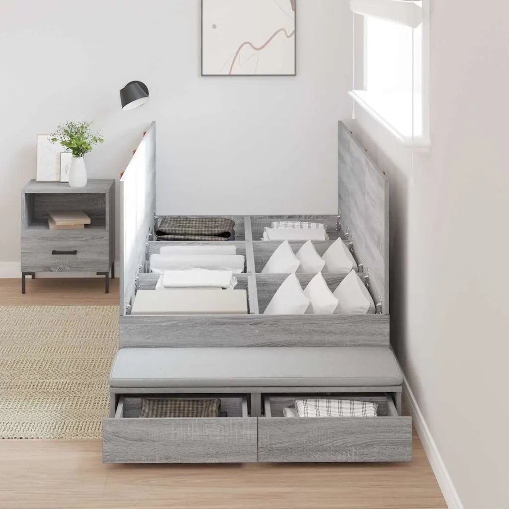 Struttura letto con contenitore-Giroletto con contenitore Grigio Sonoma 80 cm