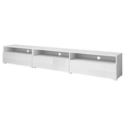 Buffet RAMOS – 2 porte in vetro + 3 cassetti – Color bianco lucido e nero – LED multicolori integrate