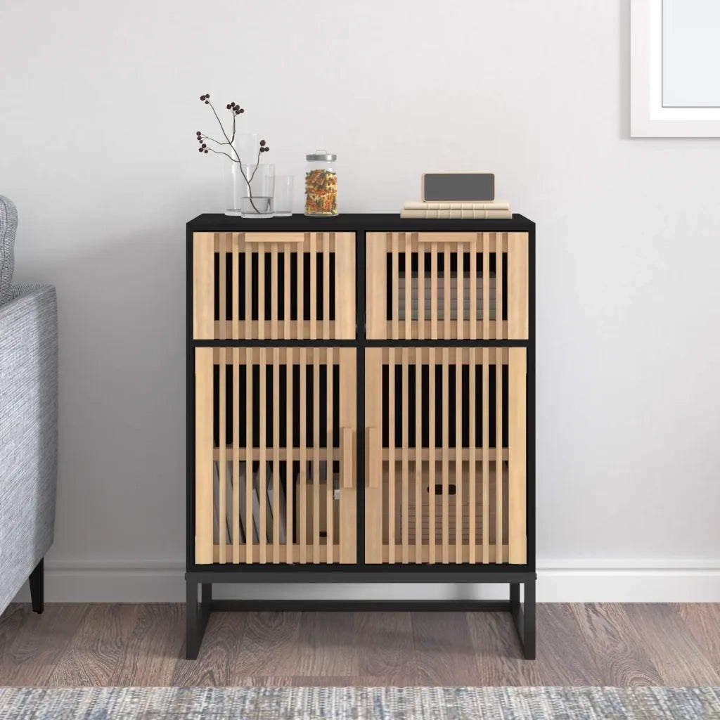 Credenza | Madia | Buffet da pranzo | Armadio da pranzo Nera 60x30x75 cm in Legno Multistrato