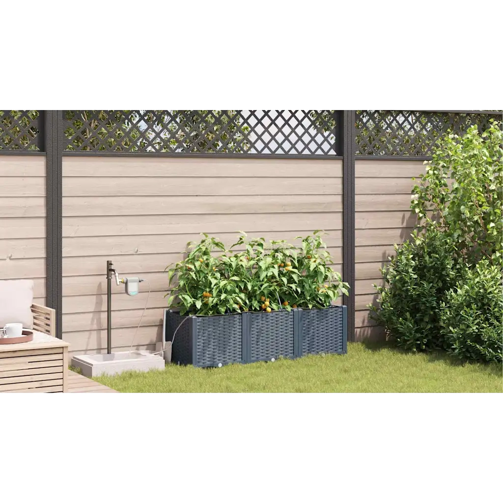 Vaso da giardino 3 pcs Grigio Chiaro Plastica 42002892