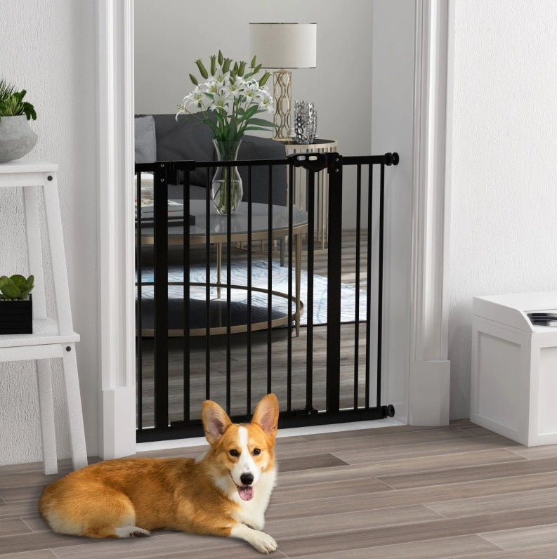 Cancelletto di sicurezza 74-87 cm con chiusura automatica in metallo nero