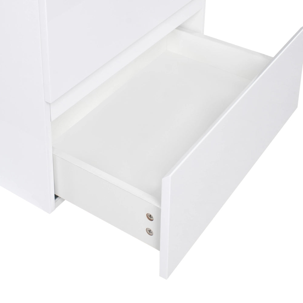 Mobiletto pensile con lavabo in legno MDF 2 cassetti 60 x 46 cm bianco stile moderno