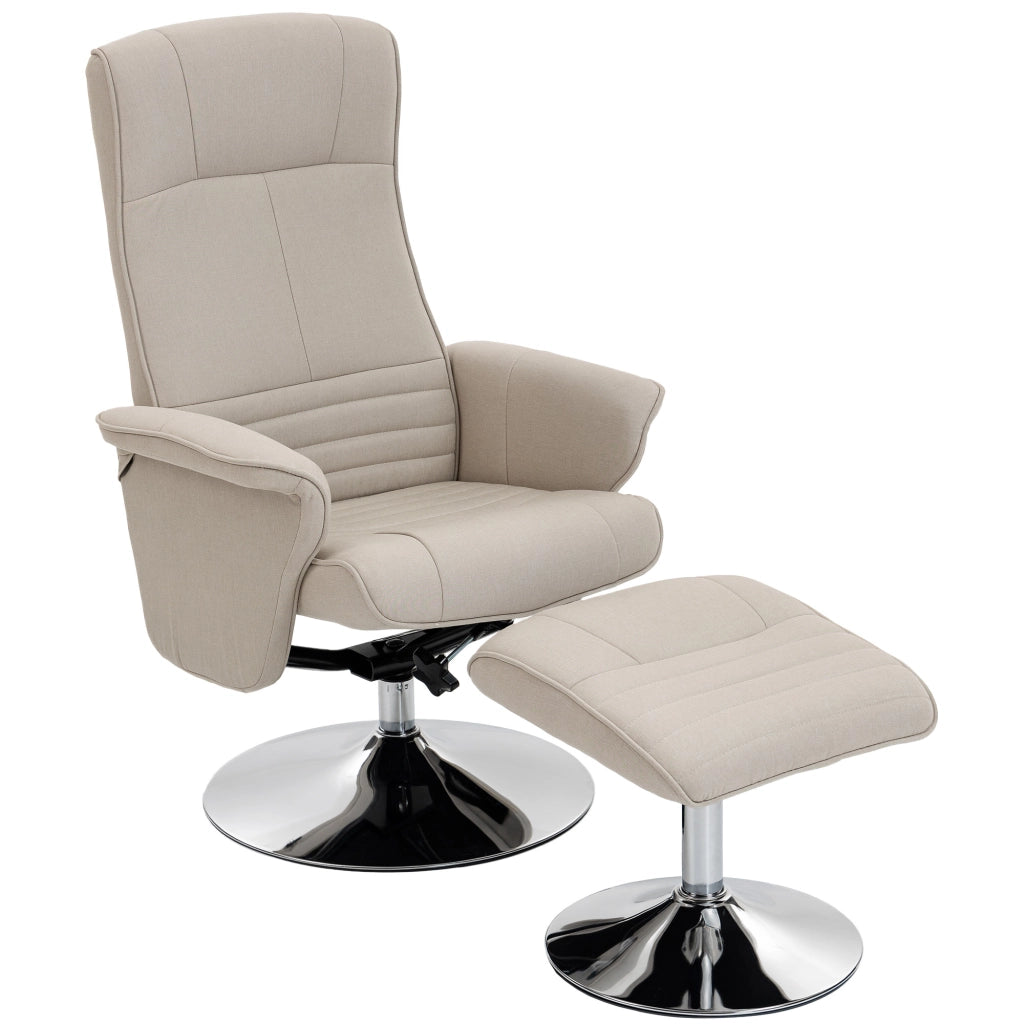Poltrona relax reclinabile 360¡ã girevole con poggiapiedi ¨C zephmum ¨C tessuto beige