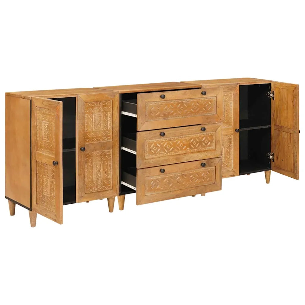 Credenza 3 pcs Marrone 60 x 33 x 75 cm legno massello di mango 3310065