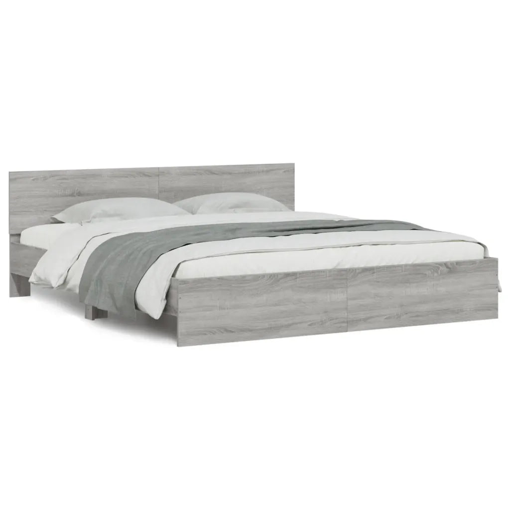 Giroletto con Testiera e LED-Struttura Letto con testiera Grigio Sonoma 180x200 cm 610225