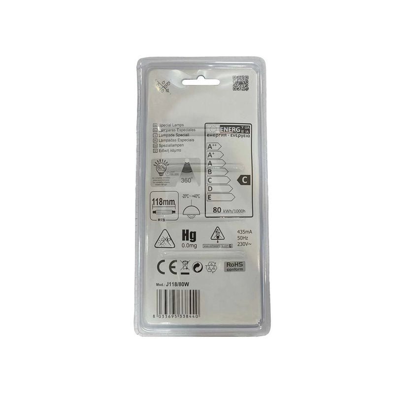 2 PZ Lampade Alogena Dimmerabile, Lampada R7S 118mm 80W 1375 Lumen Bianco Caldo 2800K