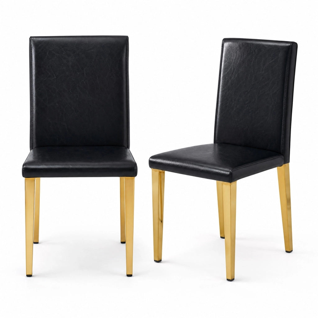 Set di 2 sedie da pranzo nere e oro in PU e metallo