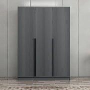 Armadio Kale 3 ante battenti effetto cannettato antracite 135x52x210H – Eleganza e capienza