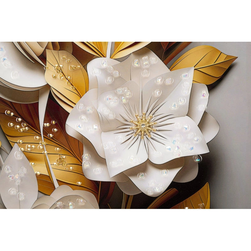 Dipinto Su Tela Laccato Flora Con Cornice cm 42x3,5x62