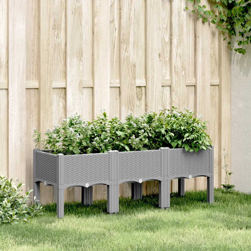 Fioriera da Giardino con Gambe Grigio Chiaro 120x40x42 cm in PP 367897