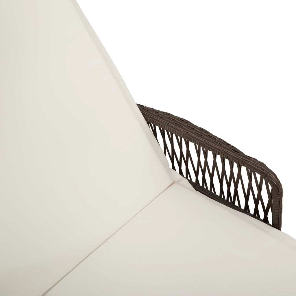 Set Lettino Prendisole Set di 3 Marrone e panna Polyrattan, metallo