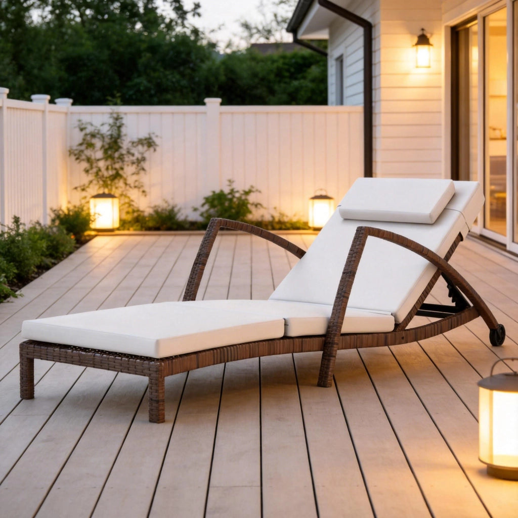SDRAIO DA GIARDINO RECLINABILE 185x72 cm Beige/Marrone in poliestere e acciaio