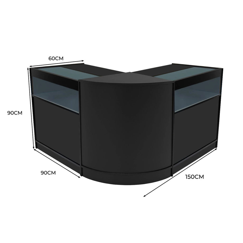 Set Banconi Negozio Iris LED B900 CM60 Nero con Vetrina e Serratura