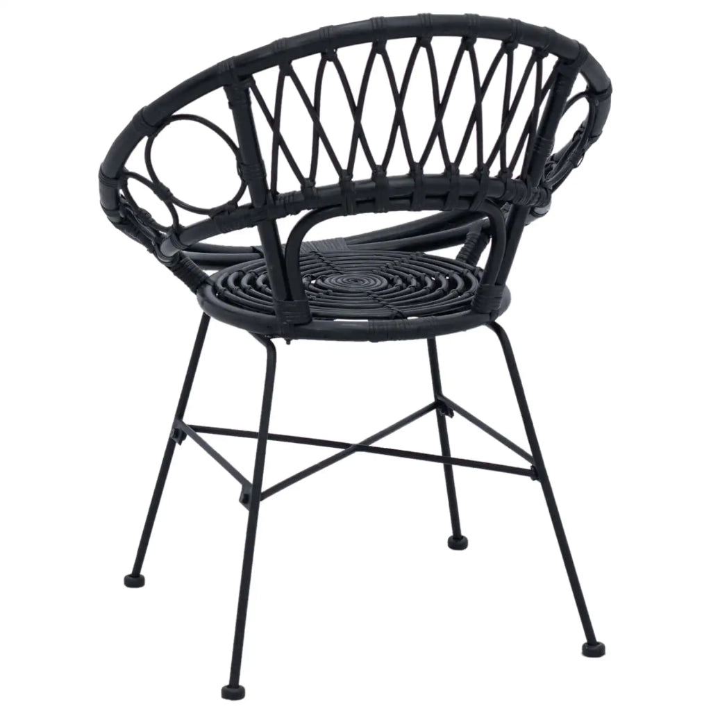 Sedia da pranzo 2 pcs Nero 49 x 51 x 81 cm Rattan e Ferro 42011561
