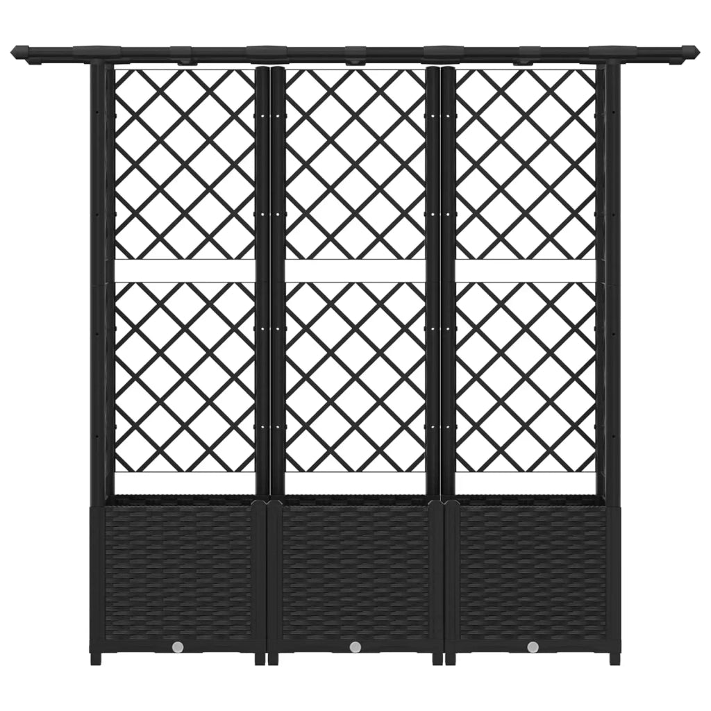 Letto Rialzato con Griglia e Tetto Nero 162,5 x 40 x 138 cm PP 42032543