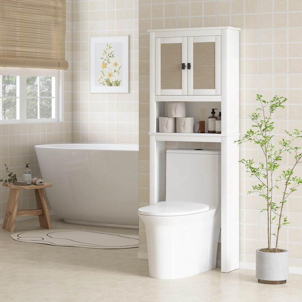 Mobile Sospeso Bagno 2 Ante Ratanio ¨C zephmum ¨C Bianco 60x19.5x160 cm
