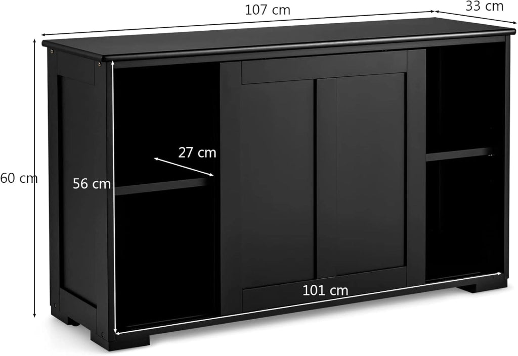 Armadietto da Cucina Mobiletto per Cucina Composto da Due Porte Scorrevoli Dimensioni: 106.5 x 33 x 62.5 cm (Nero)