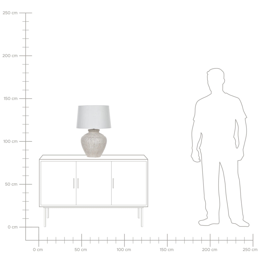 Lampada da Tavolo Crema Base in Ceramica Bianco Tamburo Paralume in Tessuto Casa Luce Design Tradizionale