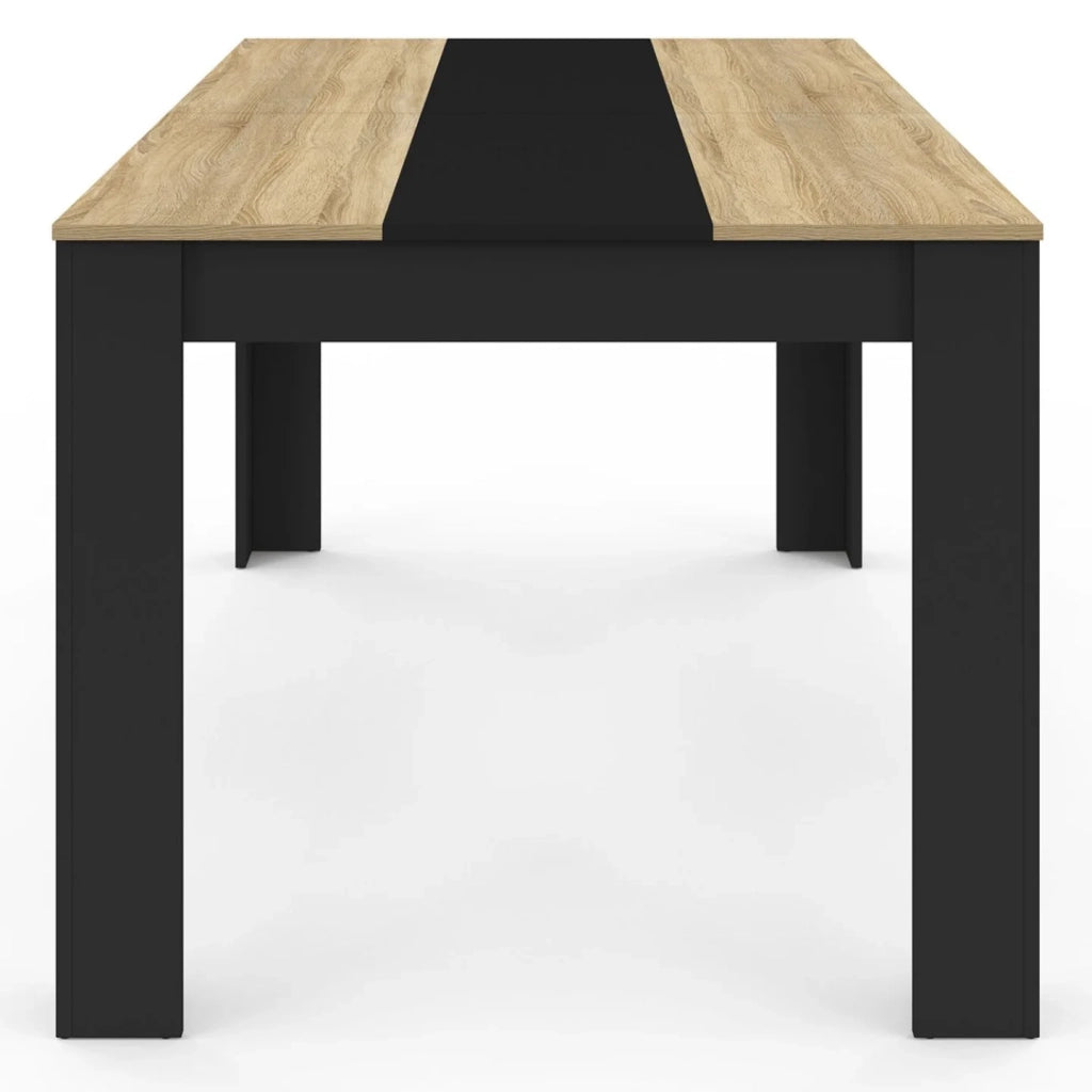 IDMarket - Tavolo da pranzo rettangolare GEORGIA per 8 persone in simil-faggio e nero 160 x 90 cm