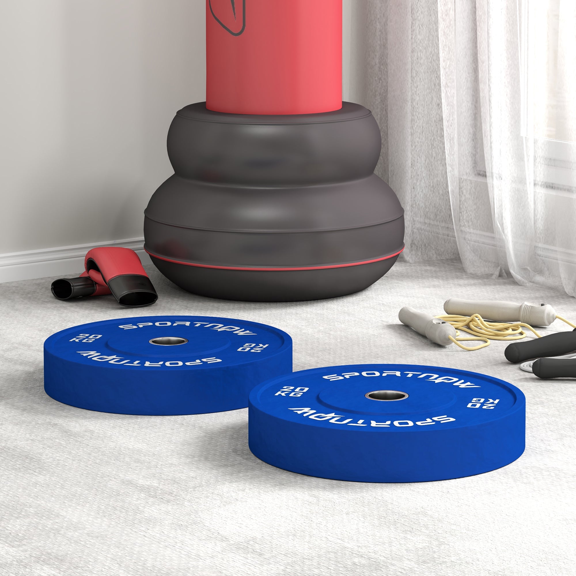 Set 2 Dischi Pesi da 20kg in Gomma con Foro da 2"/5 cm per Manubri e Bilancieri Blu
