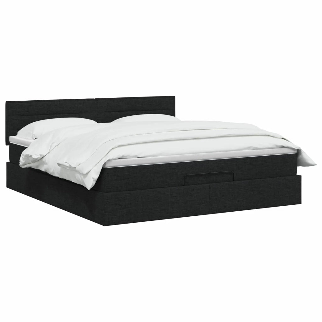 Letto ottomano con materasso Nero 160 x 200 cm Tessuto 3456256