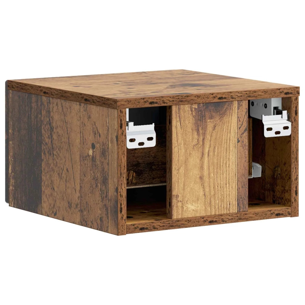 Mobiletto da notte a muro 2 pcs Legno antico 34,5 x 33 x 20 cm 898612
