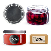 Barattoli per conserve KADAX Denia 250 ml 50 pezzi 82 mm + coperchio argento