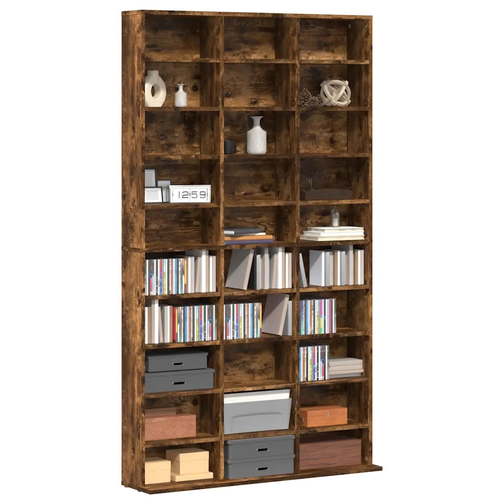 Mobile Porta CD Rovere Fumo 102x23x177,5 cm Legno Multistrato 815090