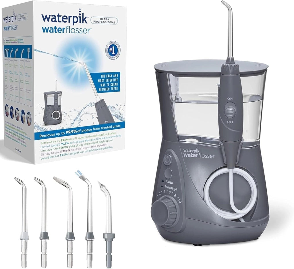 Idropulsore Dentale Ultra Professional con 6 Testine e Sistema Avanzato di Controllo della Pressione con 10 Impostazioni, Strumento di Rimozione della Placca Dentale, Bianco (WP-660EU)