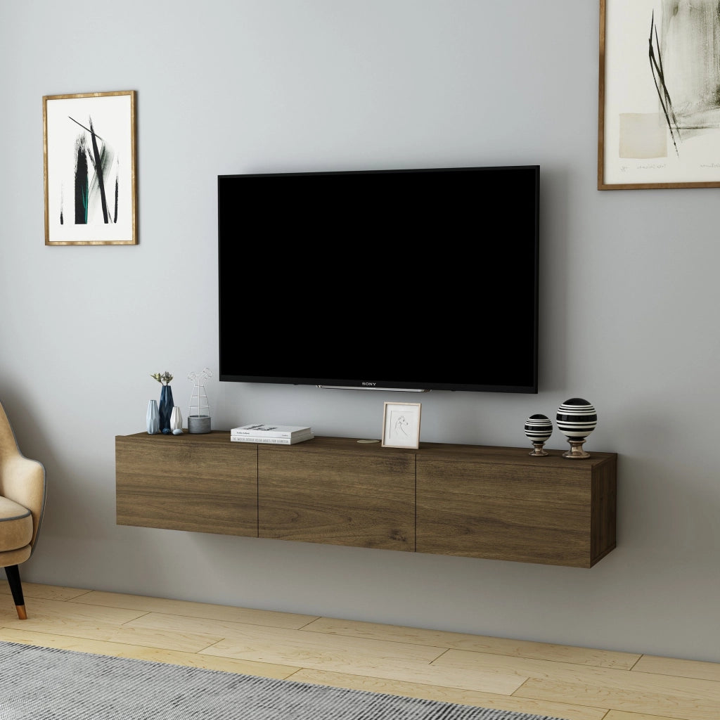 Porta TV in legno "Denby" - 160 x 31 x 29 cm - Noce