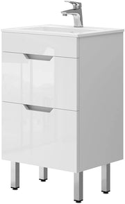 Set mobili bagno Clayton, Bianco, 49 cm, composto da mobile sottolavabo e lavabo