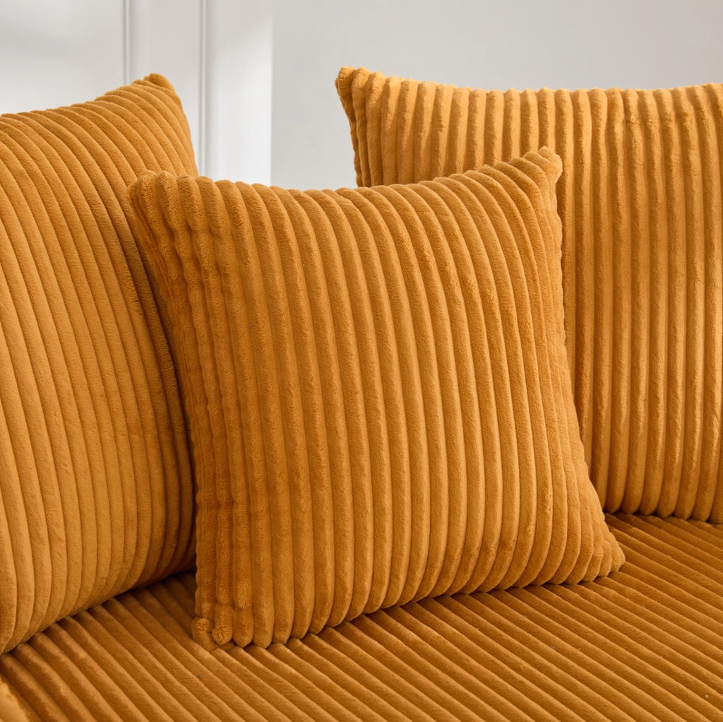 Chaise longue in velluto a coste giallo senape con LED e USB