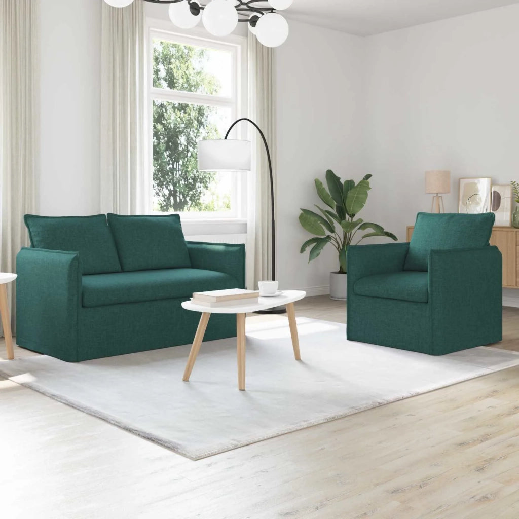 Divano 2 pcs Verde Scuro 196 x 82 x 85 cm Tessuto