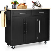 Carrello Cucina con Ruote, Carrello di Servizio con 3 Ripiani, Maniglia Laterale per Appendere per Sala da Pranzo, Soggiorno, 120,5 x 46 x 92,5 cm, Nero