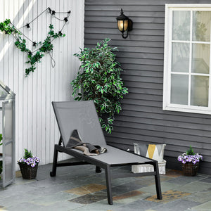 Lettino Prendisole da Giardino 169x65x102 cm  UV Nero e Grigio