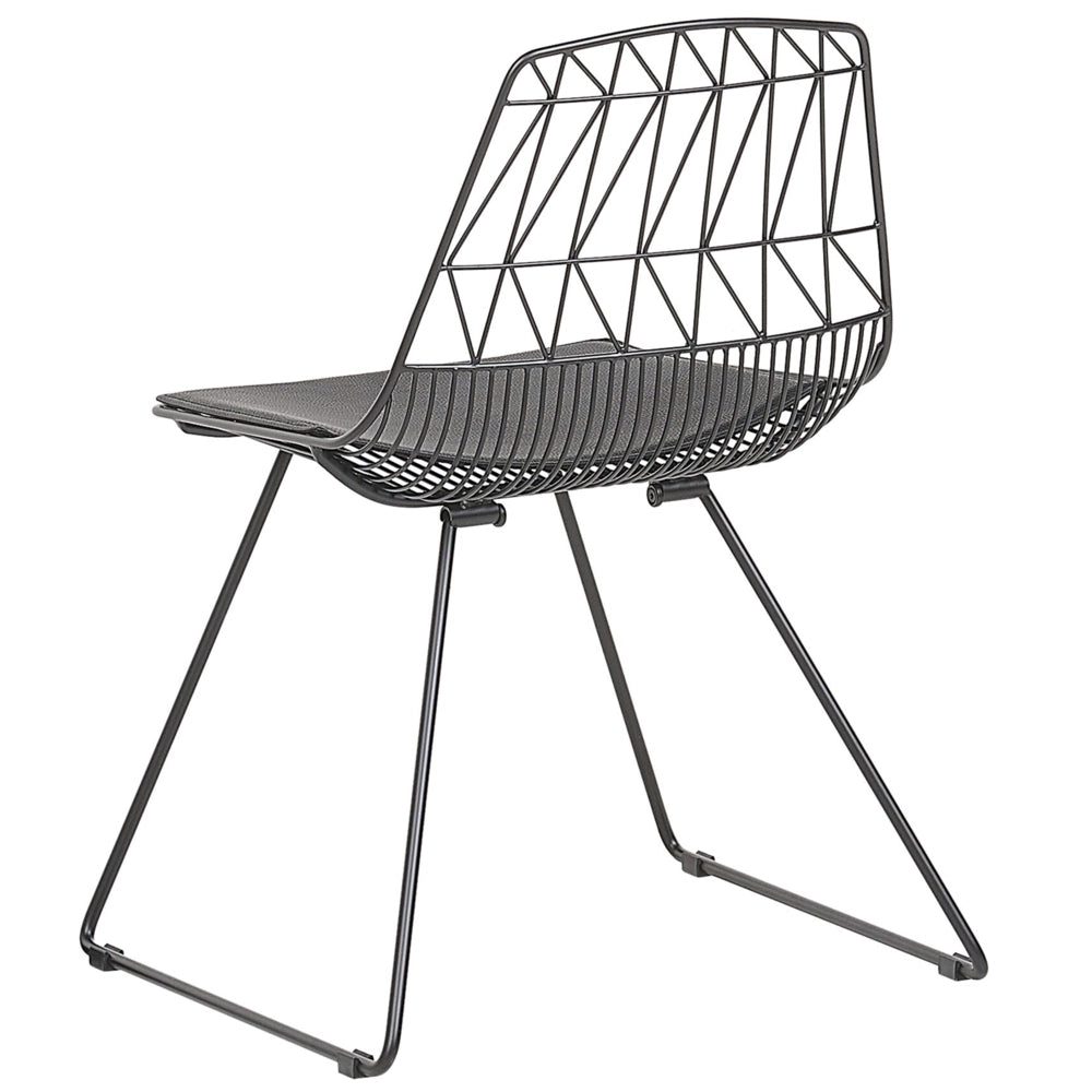 Set di 2 sedie da pranzo Struttura in metallo Nero Seduta in ecopelle Schienale geometrico Design industriale moderno