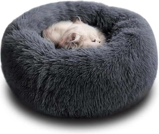 Donut per cani morbido e confortevole - misura media e grande (50 x 20 cm grigio scuro)