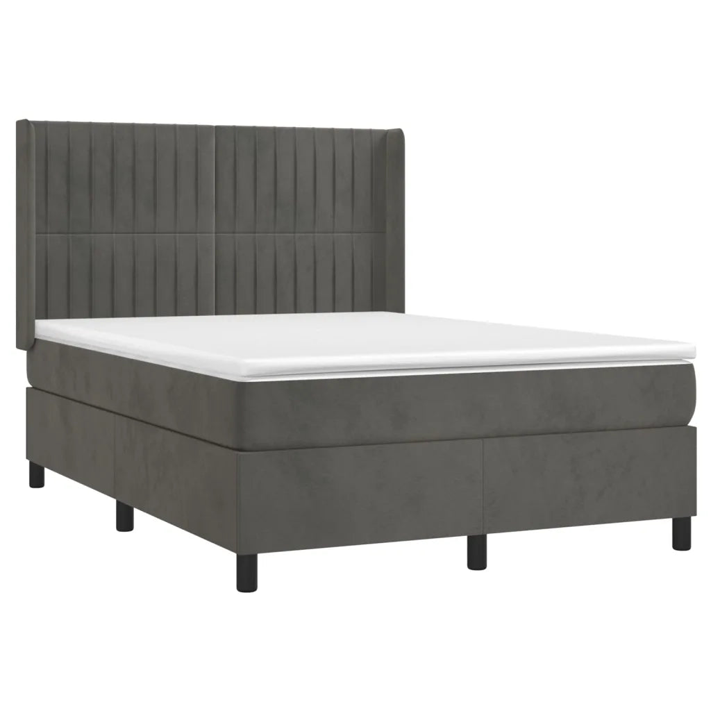Letto a Molle con Materasso e LED Grigio Scuro 140x190 cm 3139680