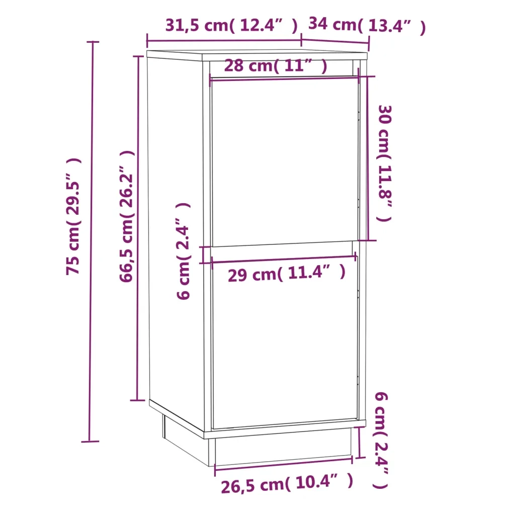 Credenze 2 pz Grigie 31,5x34x75 cm in Legno Massello di Pino cod mxl 6636