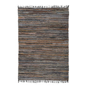 Tappeto Sonipat 100 in Vera Pelle Marrone e Multicolor