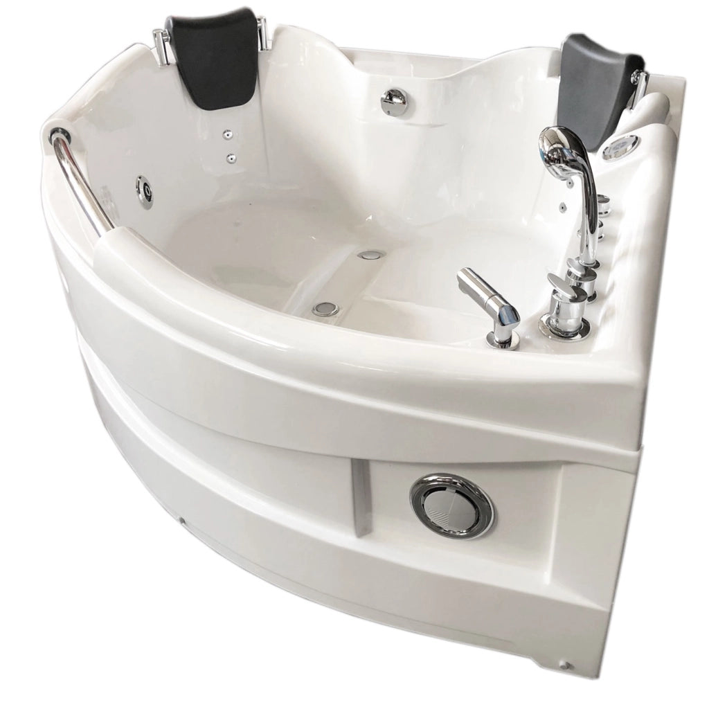 Vasca idromassaggio bianca 150 X 150 cm Cromoterapia 9 getti – Ginevra