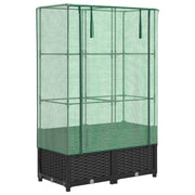 Aiuola rialzata/fioriera con copertura effetto rattan 80 x 40 x 138 cm nero 02_0038791