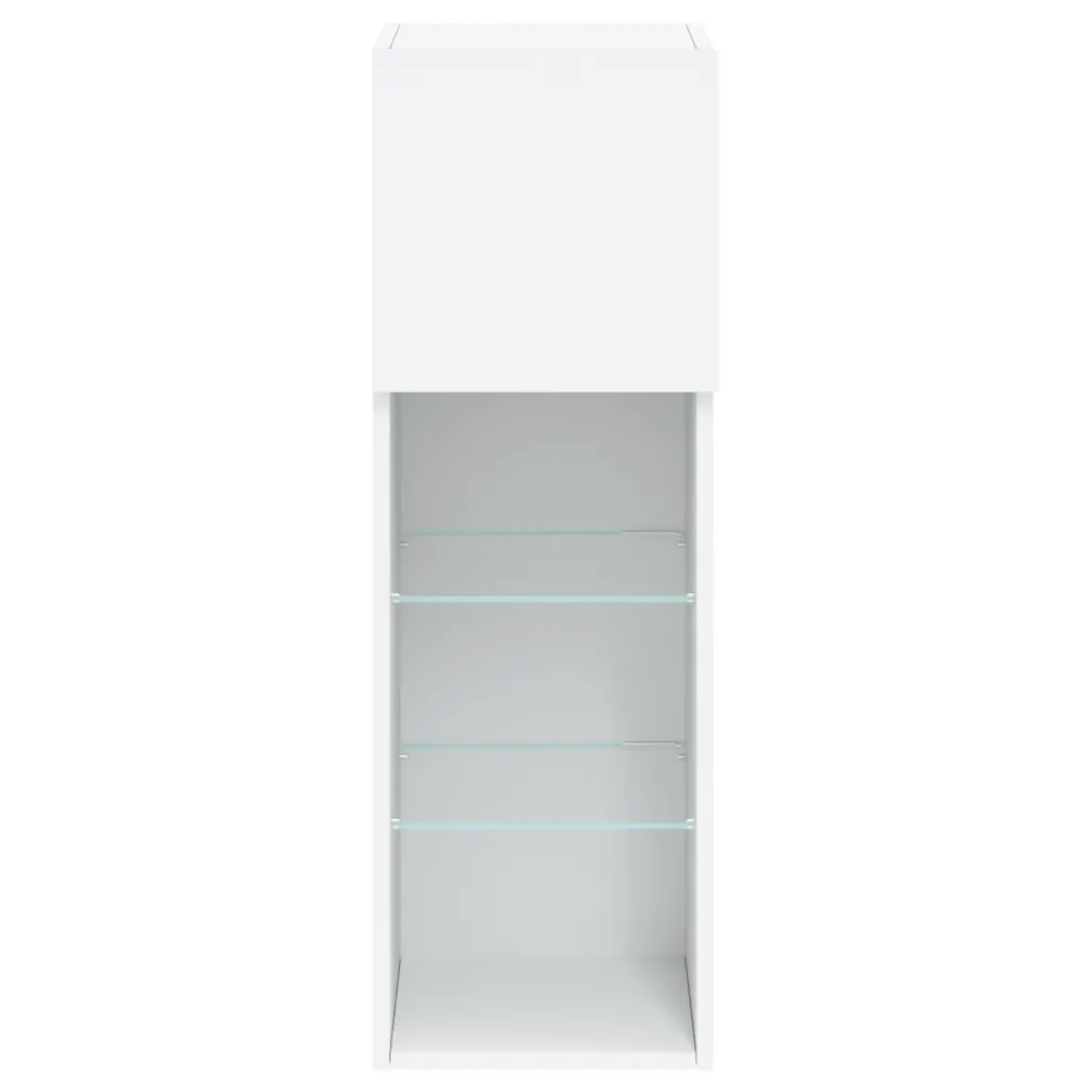 Mobili Porta TV con Luci LED 2 pz-Credenza per TV Bianchi 30,5x30x90 cm
